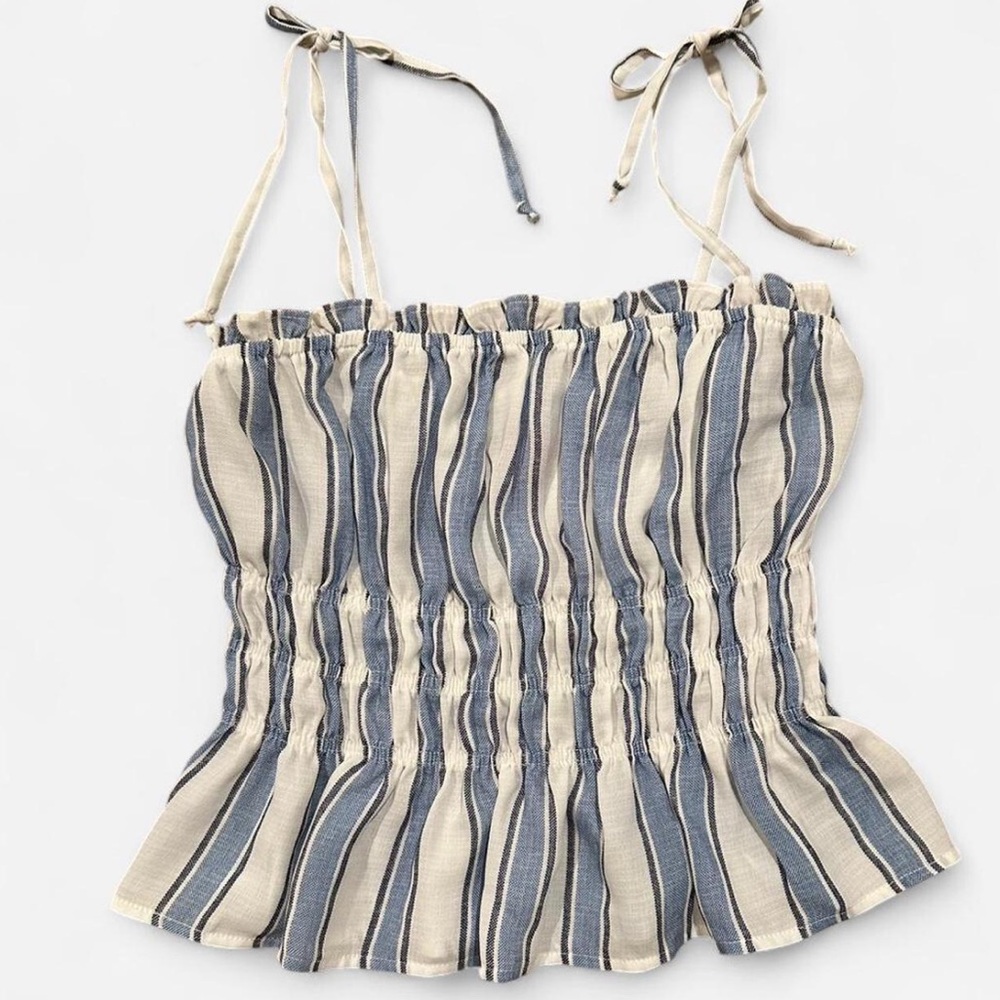 Francesca's Collections Blue and White Striped Top